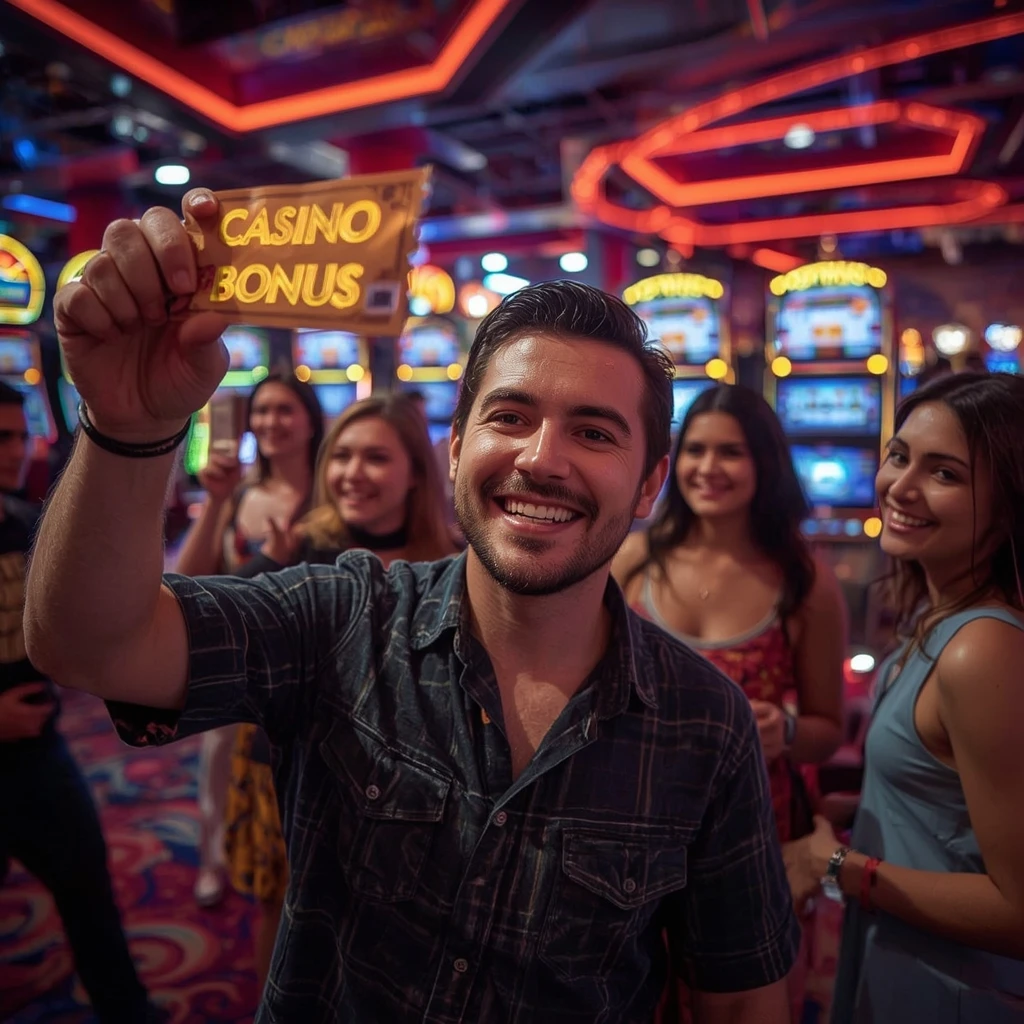 une personne tenant un bonus WIN VEGAS PLUS CASINO